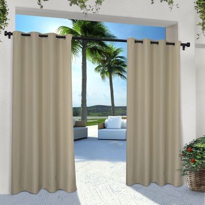 Taupe Cabana Outdoor Curtain Panel Set, 108 in.