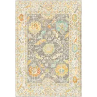 Soft Yellow and Gray Floral Area Rug, 8x12