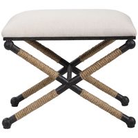 Oatmeal Upholstered Wrapped Rope Frame Bench