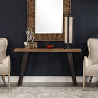 Weathered Oak and Metal Console Table