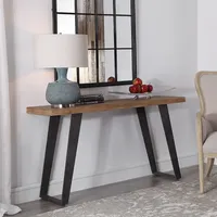 Weathered Oak and Metal Console Table