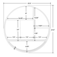 Metallic White Metal Circular Frame Wall Shelf