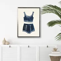 Navy Two Piece Bathing Suit Framed Art Print