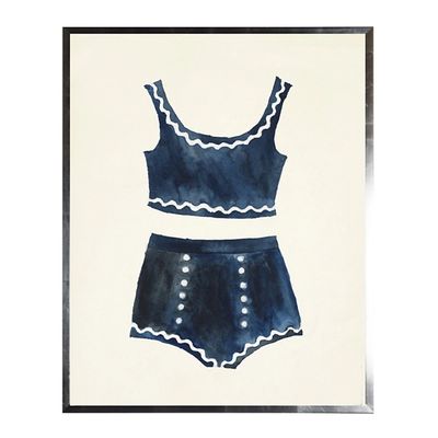 Navy Two Piece Bathing Suit Framed Art Print