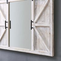 Whitewashed Sliding Barn Door Wall Mirror