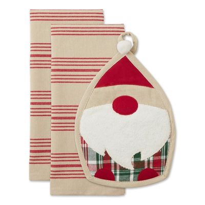 Winter Gnome Potholder and Dish Towels, Set of 3