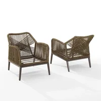 Metal Rope Outdoor Chairs with Cushions, Set of 2