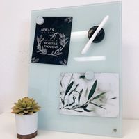 Light Blue Square Magnetic Glass Dry Erase Board