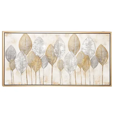 Botanical Staggered Leaf Framed Canvas Art Print