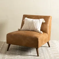 Cognac Faux Leather Accent Chair