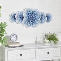 Matte Blue and White Flowers Metal Wall Plaque