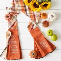 Orange Plaid Pumpkin Pie Towel Scarf