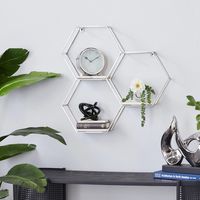 Silver Metal Frame and White Marble Wall Shelf