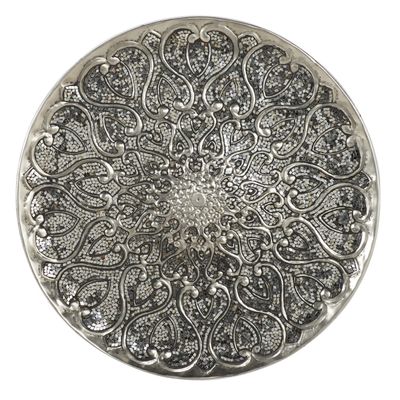 Silver Mosaic Round Metal Wall Plaque