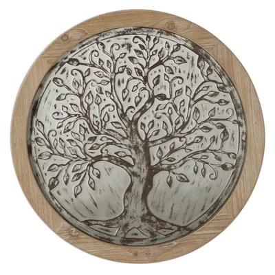 Whitewashed Bronze Tree Framed Wall Plaque