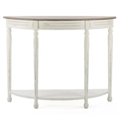 Rustic White Half Moon Console Table