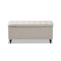 Beige Tufted Upholstery Storage Ottoman