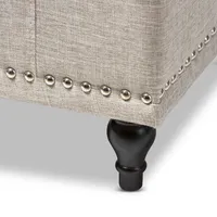 Beige Tufted Upholstery Storage Ottoman