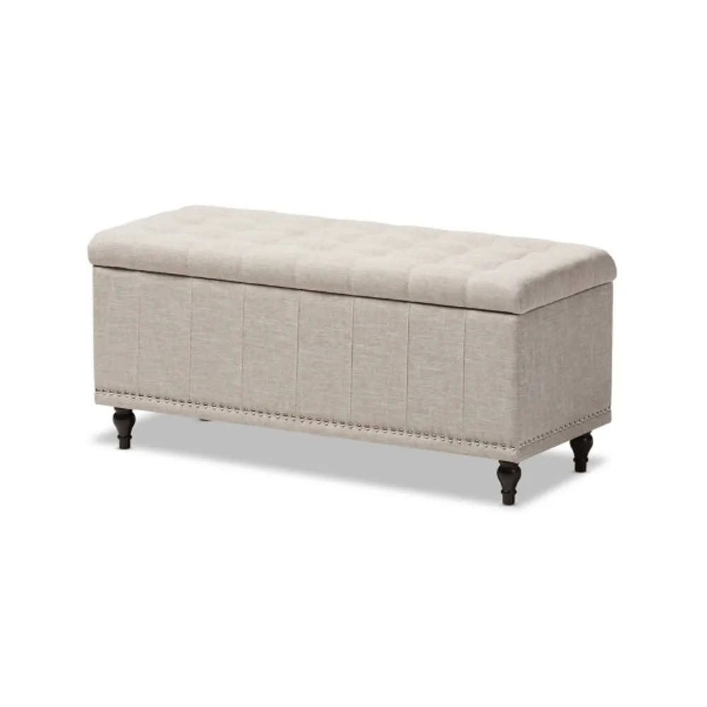 Beige Tufted Upholstery Storage Ottoman