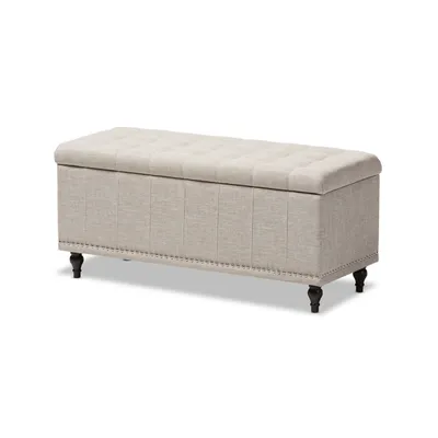 Beige Tufted Upholstery Storage Ottoman