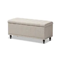 Beige Tufted Upholstery Storage Ottoman