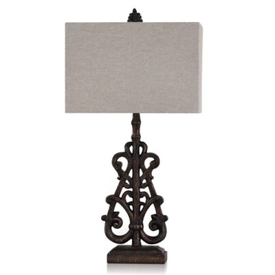 Bronze Hammered Scroll Base Table Lamp