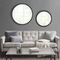 Black Foiled Beaded Wall Mirror, 36 in.