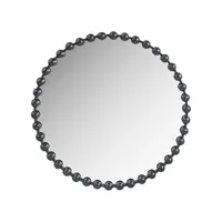 Black Foiled Beaded Wall Mirror, 36 in.