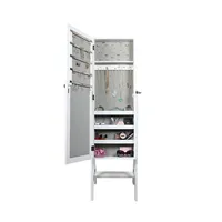 White and Silver Wood Mirror Armoire