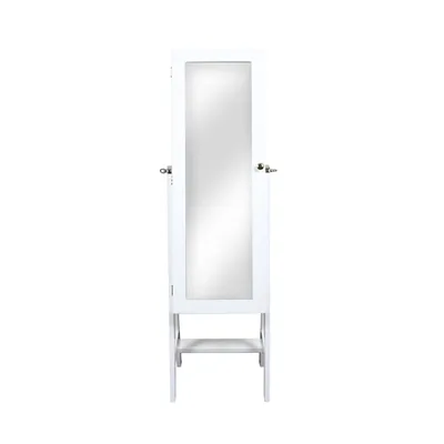 White and Silver Wood Mirror Armoire