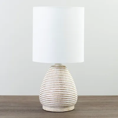 Natural White Stripe Table Lamp