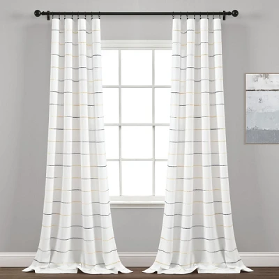 Yellow and Gray Stripe Curtain Panel Set, 95 in.