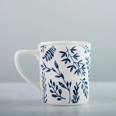 White and Blue Vines Mug