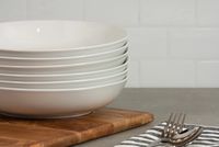 White Ceramic Round Dinner Bowls, Set of 6