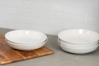 White Ceramic Round Dinner Bowls, Set of 6