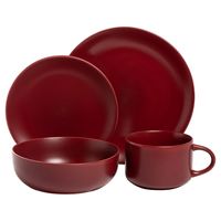 Matte Red Ceramic 16-pc. Dinnerware Set