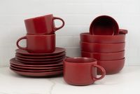 Matte Red Ceramic 16-pc. Dinnerware Set