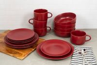 Matte Red Ceramic 16-pc. Dinnerware Set