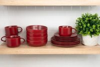 Matte Red Ceramic 16-pc. Dinnerware Set