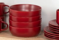 Matte Red Ceramic 16-pc. Dinnerware Set