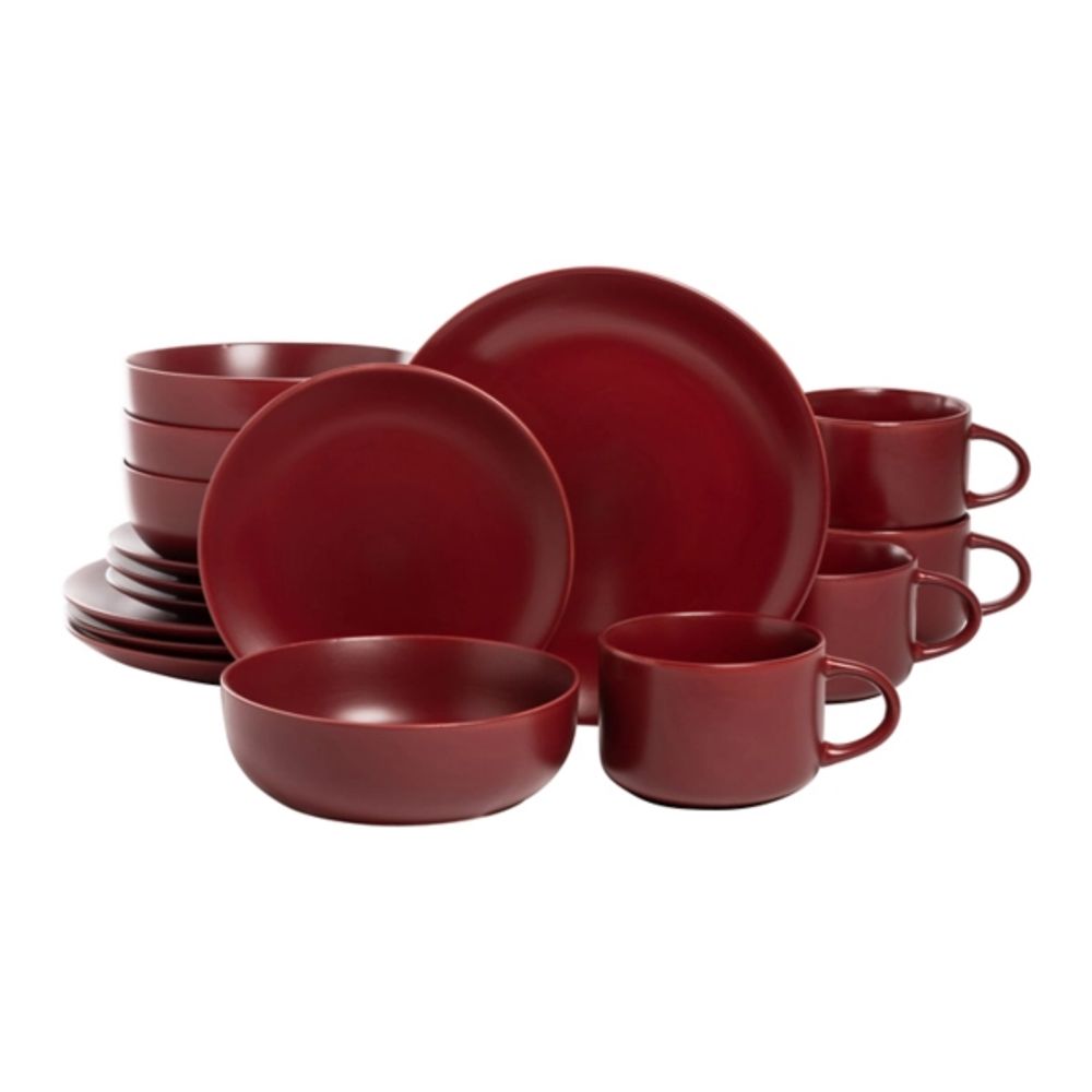 Matte Red Ceramic 16-pc. Dinnerware Set