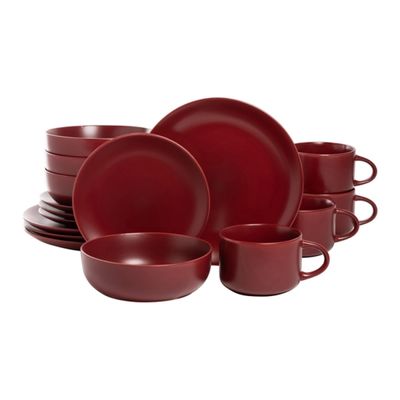 Matte Red Ceramic 16-pc. Dinnerware Set