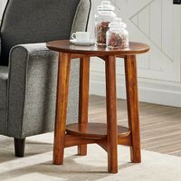 Warm Chestnut Wood Round Accent Table