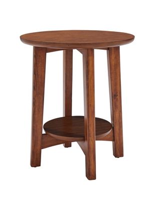 Warm Chestnut Wood Round Accent Table