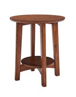 Warm Chestnut Wood Round Accent Table