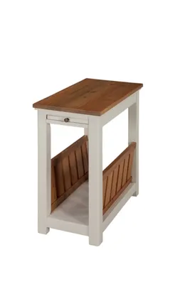 Ivory and Natural Wood Magazine Shelf Accent Table