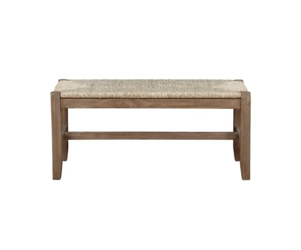 Natural Twisted Seagrass and Wood Bench