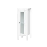 White Wood Slim Single Glass Door Floor Cabinet