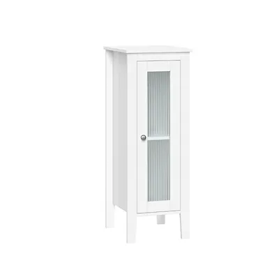 White Wood Slim Single Glass Door Floor Cabinet