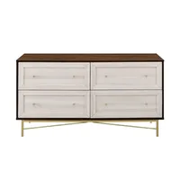 Walnut Wood White Faced Gold Base Dresser